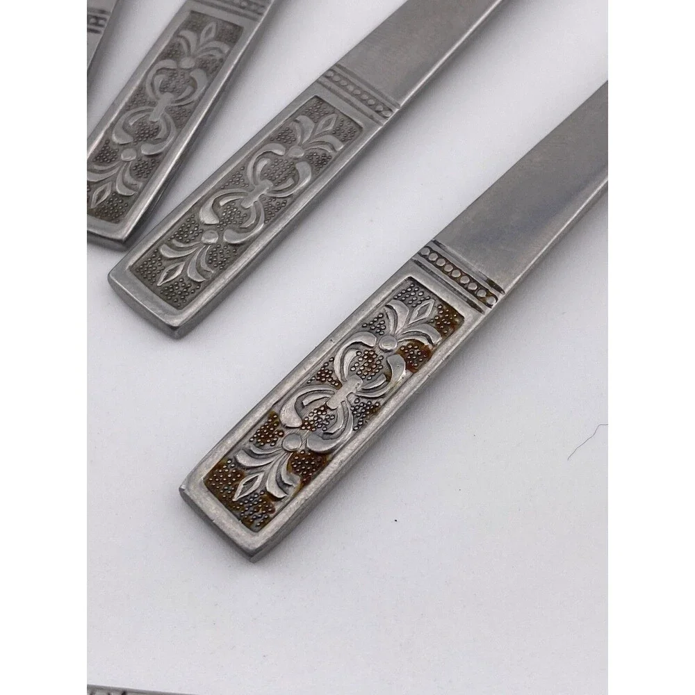 Customcraft Stainless Steel Flatware Silverware 13pc Lot Fleur de Lis Vintage